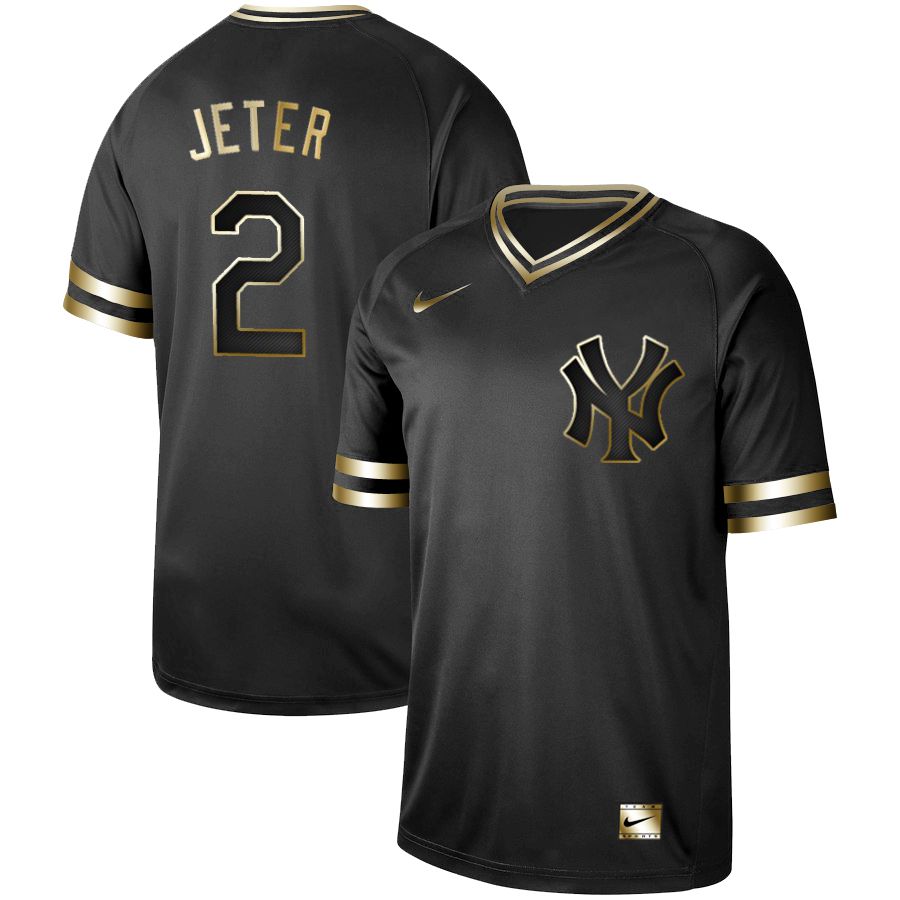 Men New York Yankees #2 Jeter Nike Black Gold MLB Jerseys->pittsburgh pirates->MLB Jersey